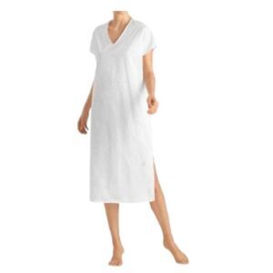 Hanro Kiah Embroidered Caftan White 76773 Small NWT